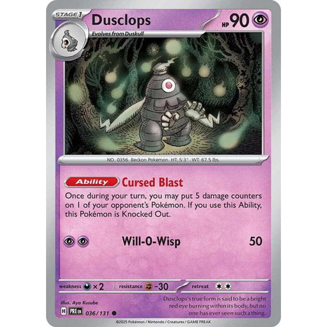 Pokemon Tcg Dusclops Pre 036/131 Prismatic Evolutions Ing 1