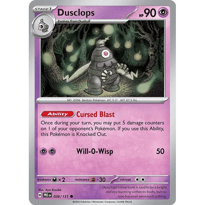 Pokemon Tcg Dusclops Pre 036/131 Prismatic Evolutions Ing 1