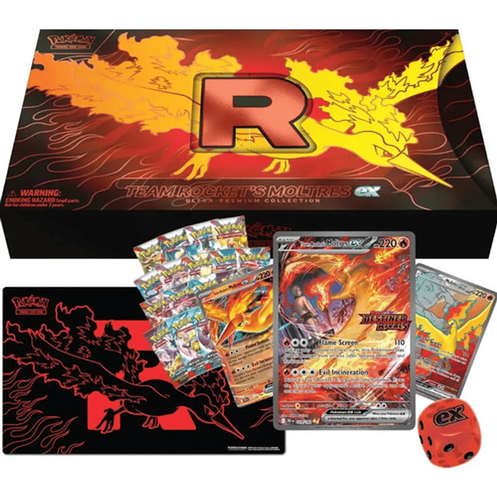 POKEMON TCG TEAM ROCKECT´S MOLTRES EX ULTRA PREMIUM COLLECTION UPC INGLES 12