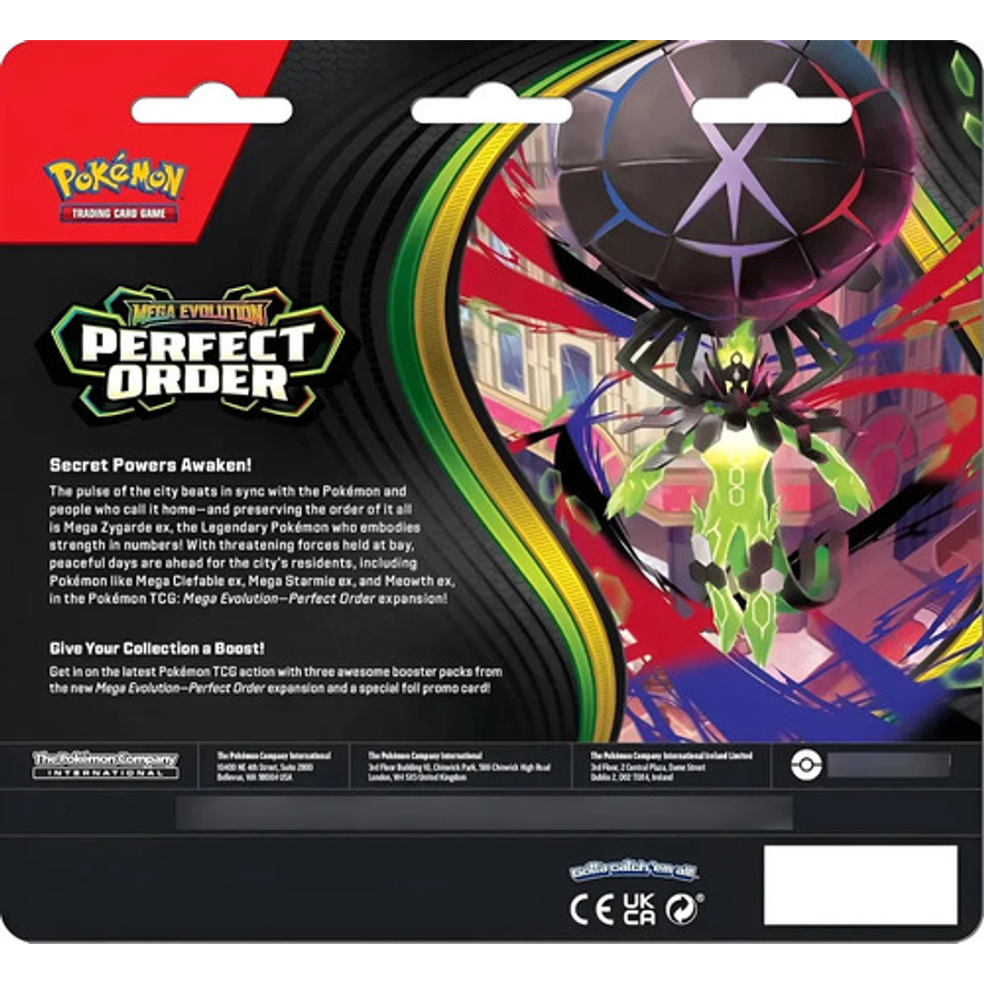 POKEMON TCG MEGA EVOLUTION PERFECT ORDER 3 BOOSTER BLISTER INGLES 3