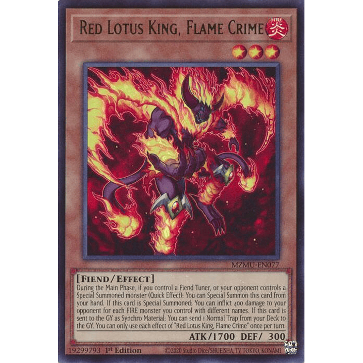 RED LOTUS KING, FLAME CRIME MZMU-EN077 ULTRA RARE 1