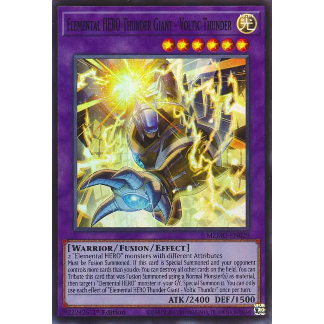 ELEMENTAL HERO THUNDER GIANT - VOLTIC THUNDER MZMU-EN029 SUPER RARE 1