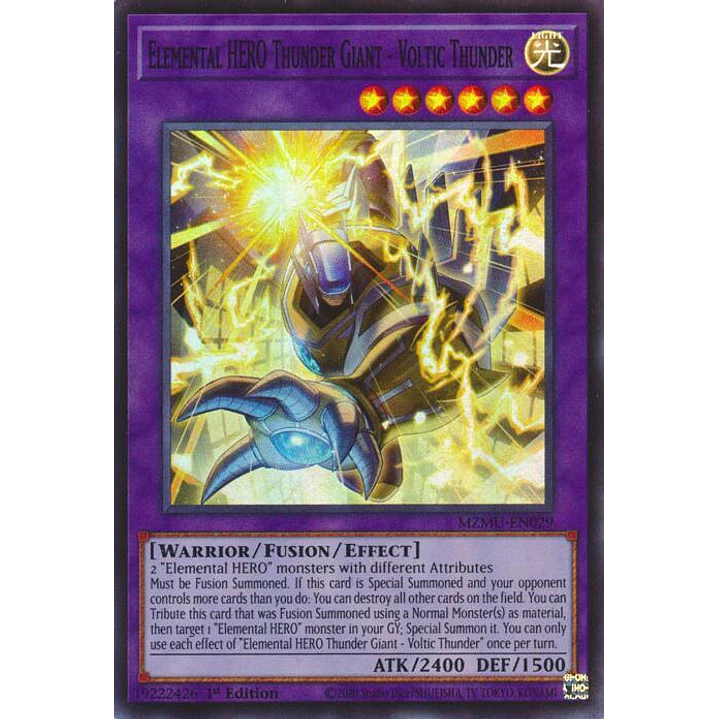 ELEMENTAL HERO THUNDER GIANT - VOLTIC THUNDER MZMU-EN029 SUPER RARE 1