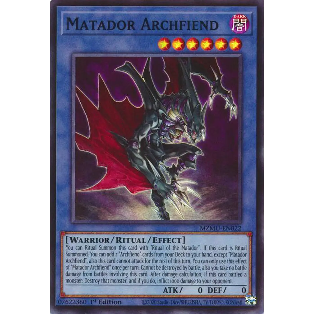 MATADOR ARCHFIEND MZMU-EN022 SUPER RARE 1