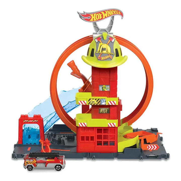 Hot Wheels City Pista De Juguete Súper Estación De Bomberos Multicolor 1