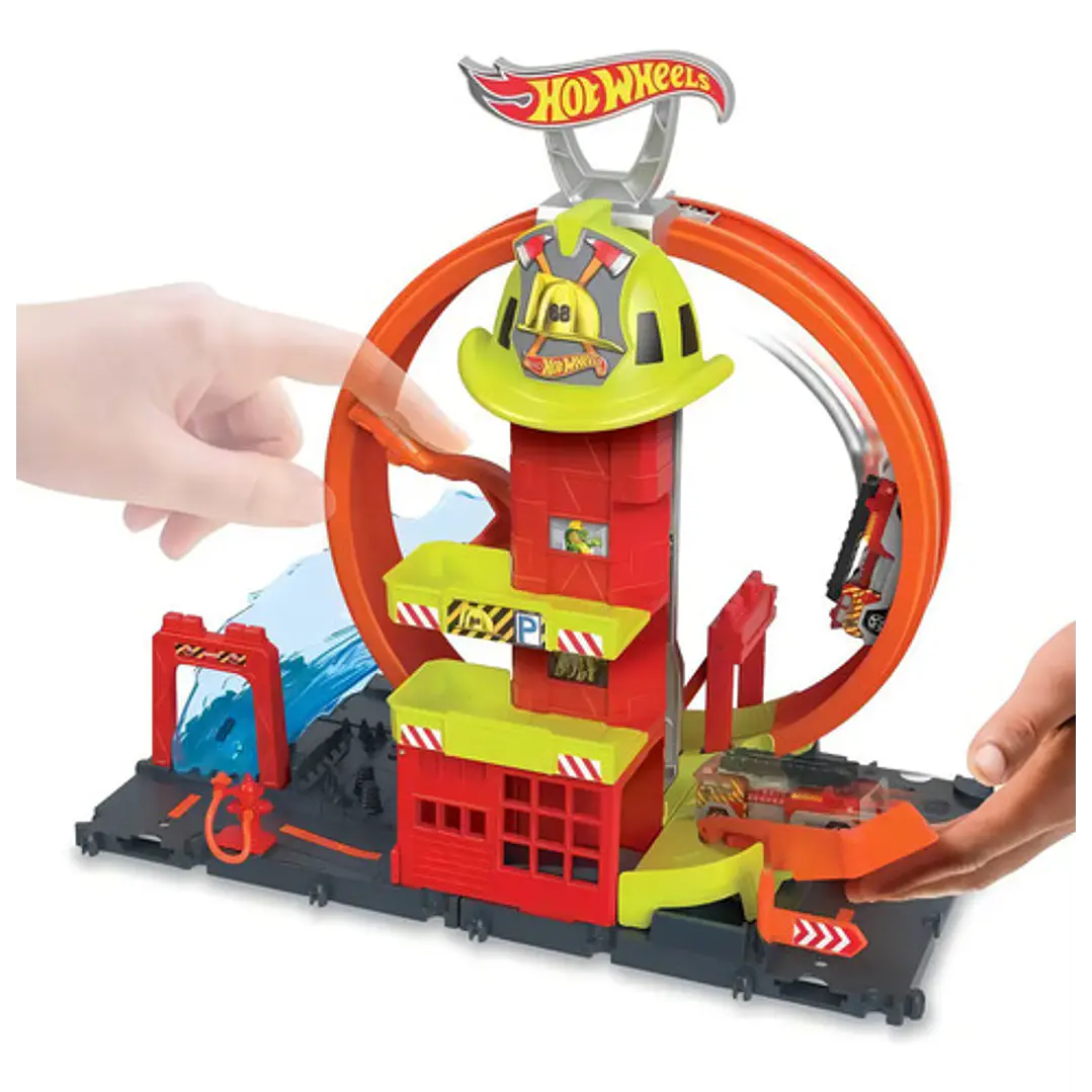 Hot Wheels City Pista De Juguete Súper Estación De Bomberos Multicolor 2