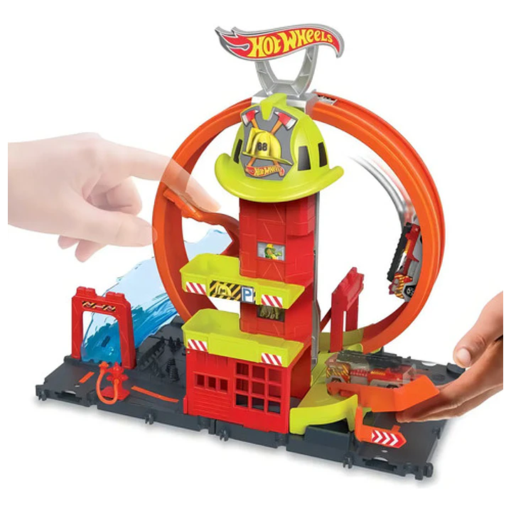 Hot Wheels City Pista De Juguete Súper Estación De Bomberos Multicolor 2