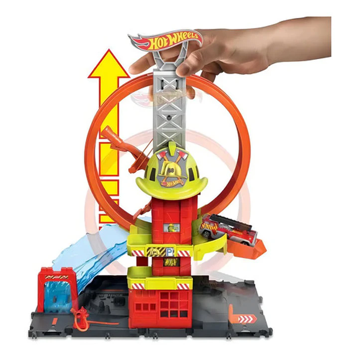 Hot Wheels City Pista De Juguete Súper Estación De Bomberos Multicolor 4