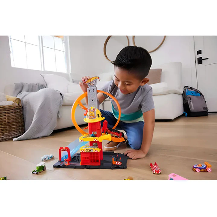 Hot Wheels City Pista De Juguete Súper Estación De Bomberos Multicolor 7