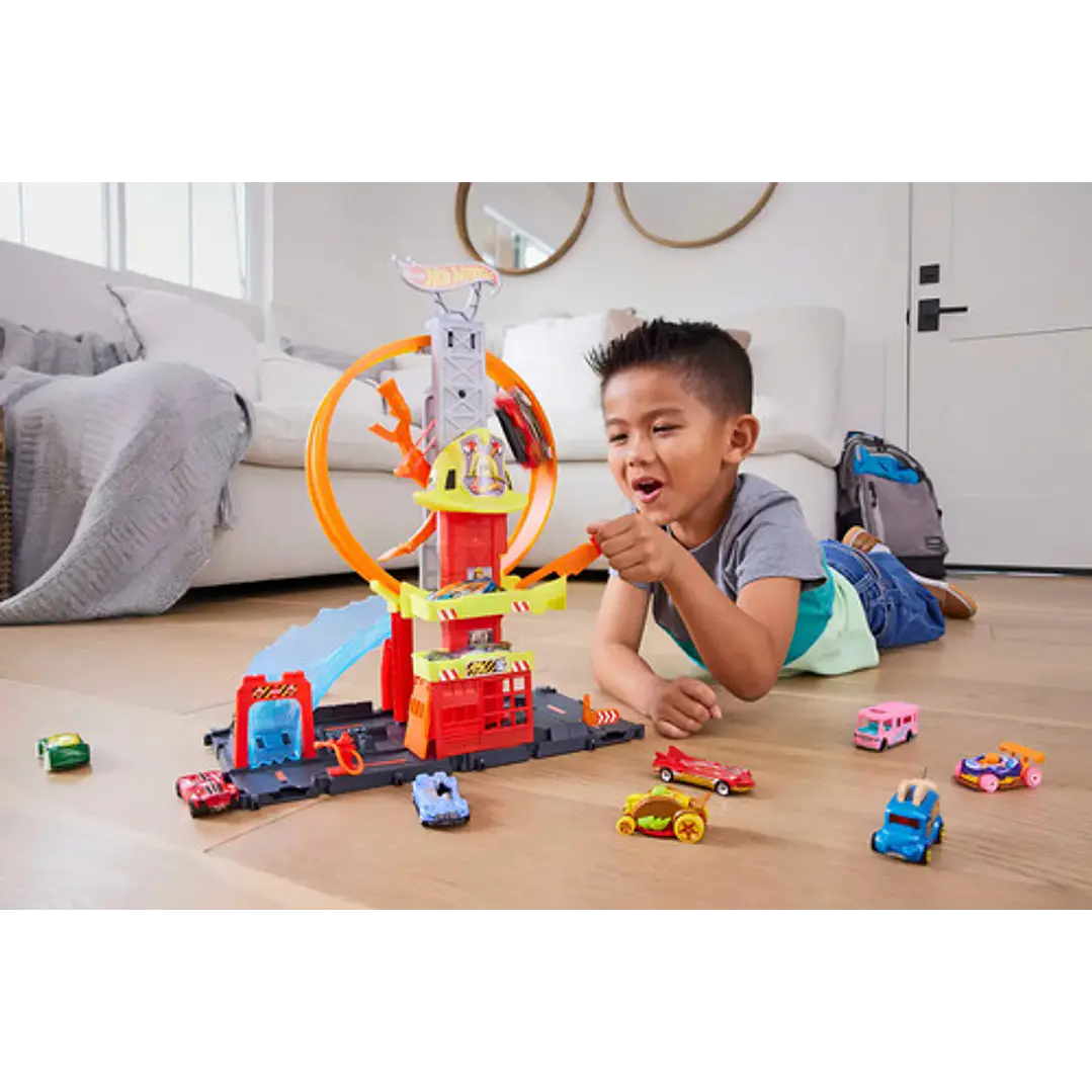 Hot Wheels City Pista De Juguete Súper Estación De Bomberos Multicolor 8