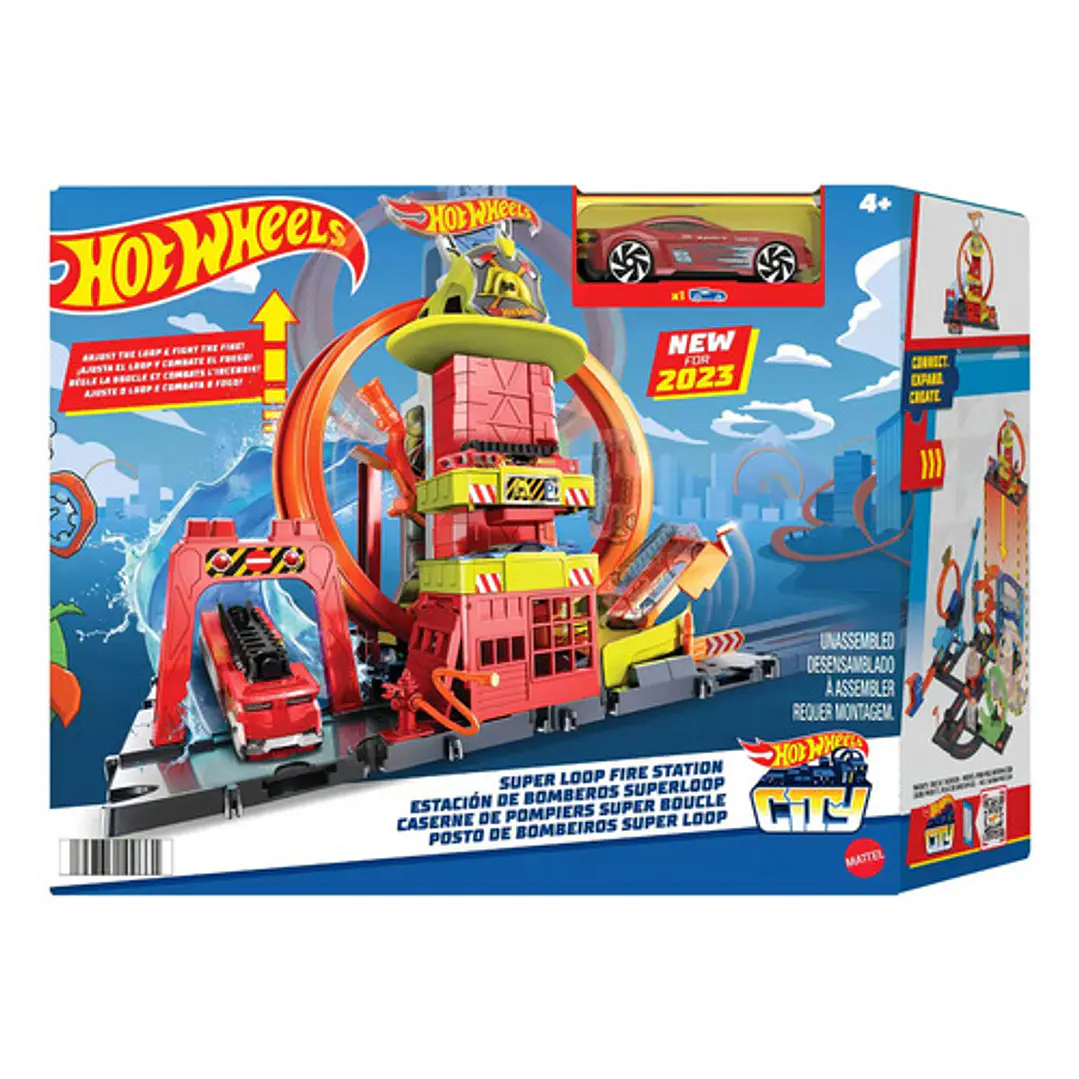 Hot Wheels City Pista De Juguete Súper Estación De Bomberos Multicolor 9