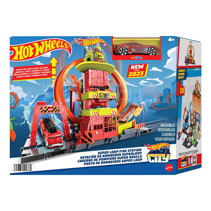 Hot Wheels City Pista De Juguete Súper Estación De Bomberos Multicolor 9