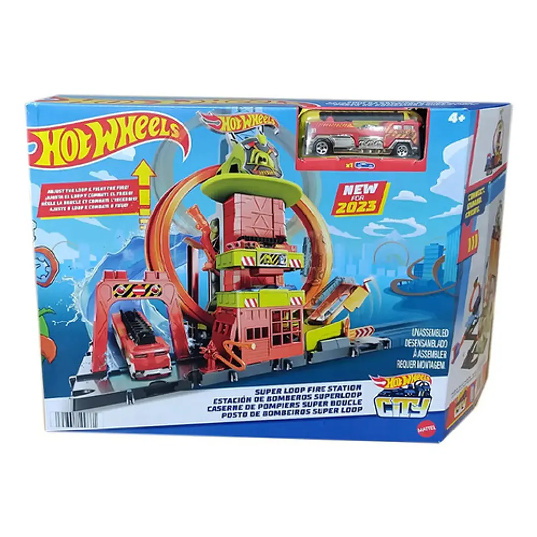 Hot Wheels City Pista De Juguete Súper Estación De Bomberos Multicolor 10