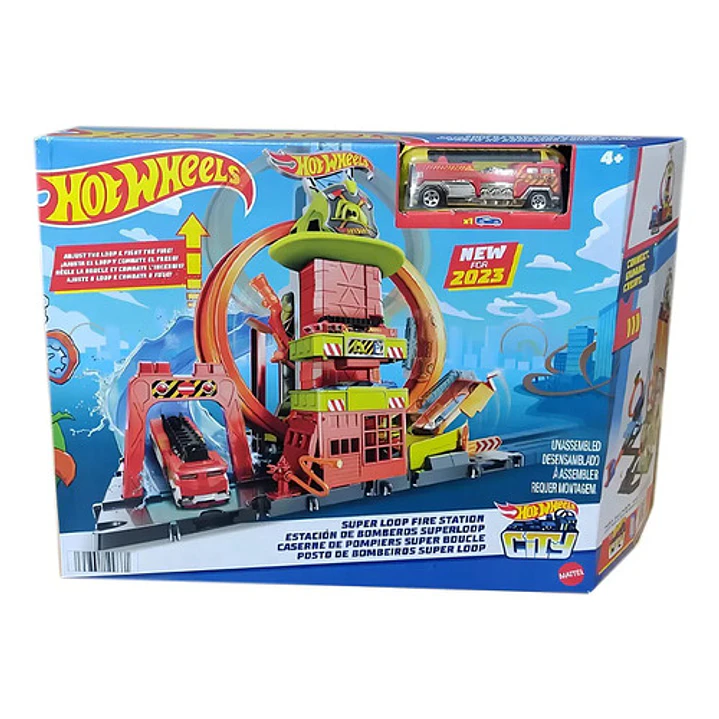 Hot Wheels City Pista De Juguete Súper Estación De Bomberos Multicolor 10