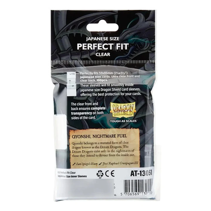 DRAGON SHIELD PERFECT FIT JAPANESE SIZE CLEAR INNER SLEEVES 2