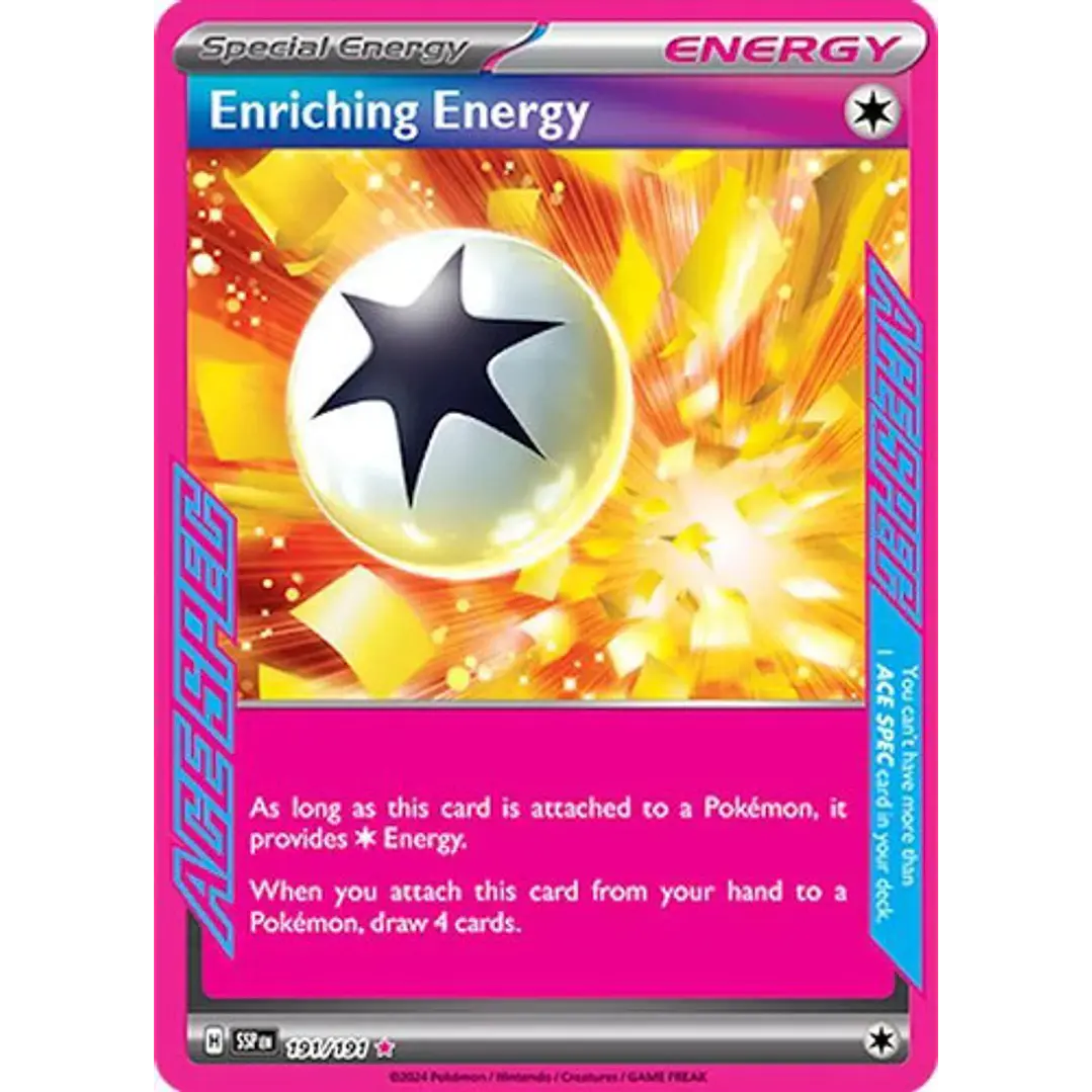 POKEMON TCG ENRICHING ENERGY SSP EN 191/191 SV08 ACE SPEC 1