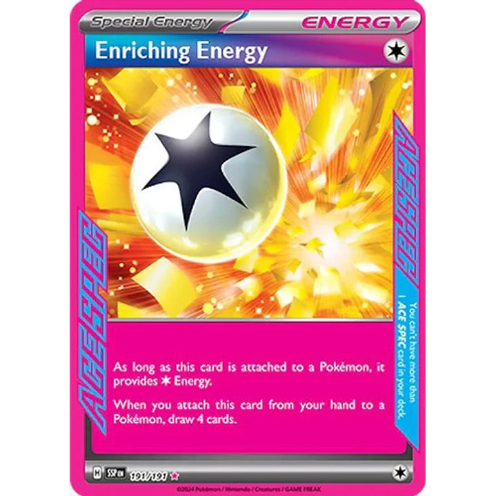 POKEMON TCG ENRICHING ENERGY SSP EN 191/191 SV08 ACE SPEC 1