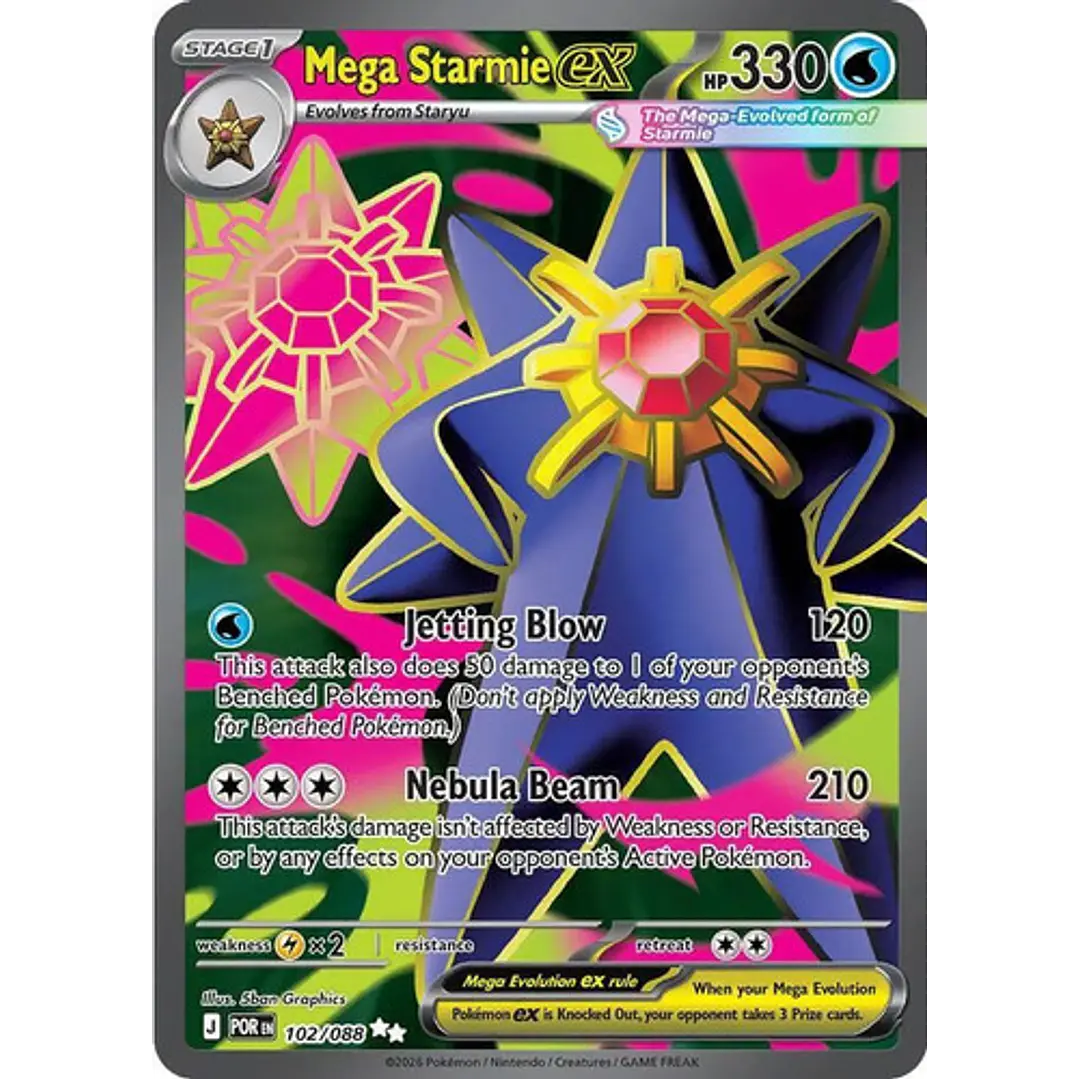 POKEMON TCG MEGA STARMIE EX POR EN 102/088 ME03 FULL ART 1