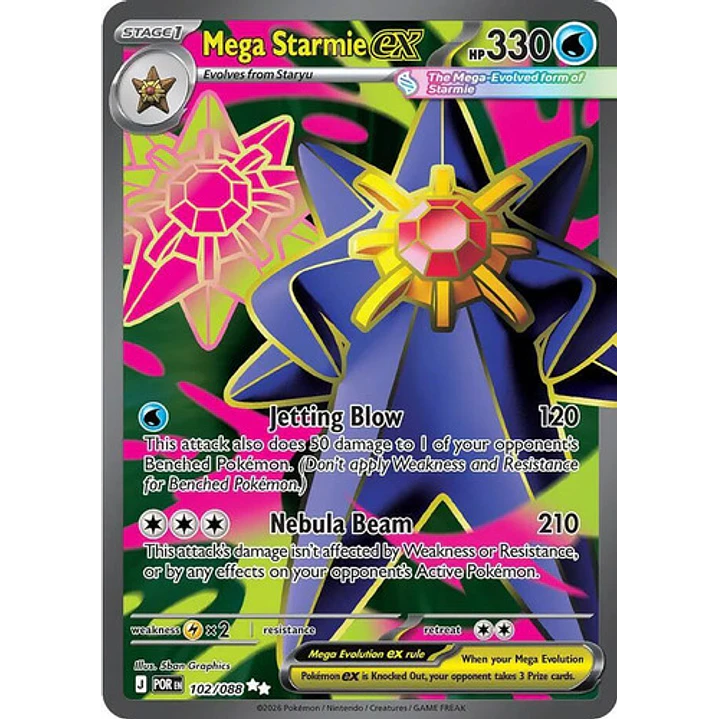 POKEMON TCG MEGA STARMIE EX POR EN 102/088 ME03 FULL ART 1