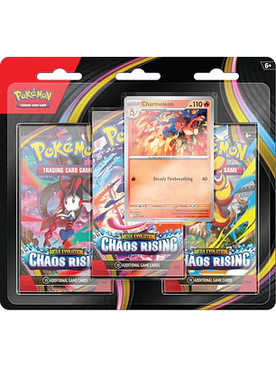 POKEMON TCG MEGA EVOLUTION CHAOS RISING 3 PACK BLISTER INGLES