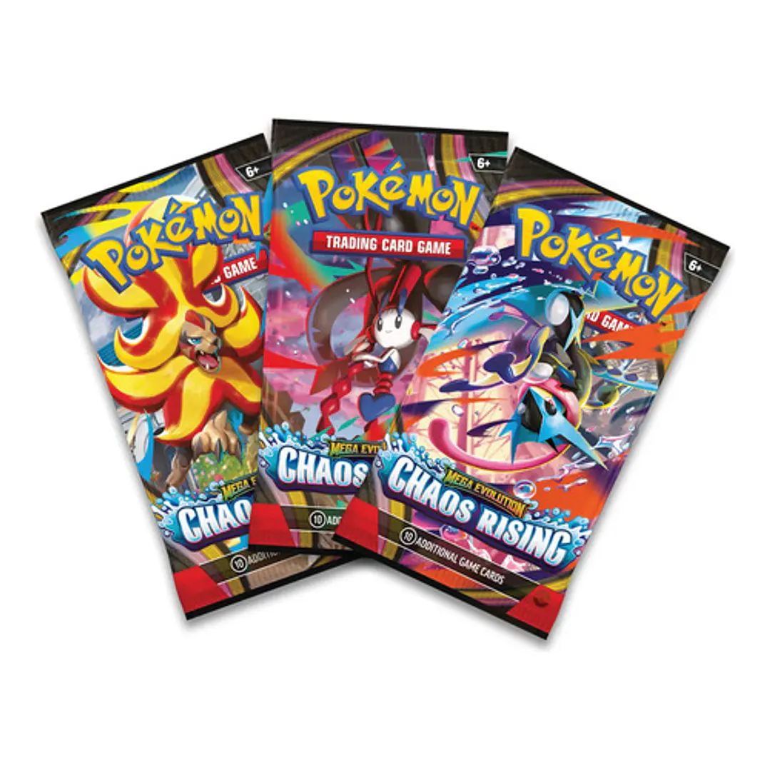 POKEMON TCG MEGA EVOLUTION CHAOS RISING 3 PACK BLISTER INGLES 2