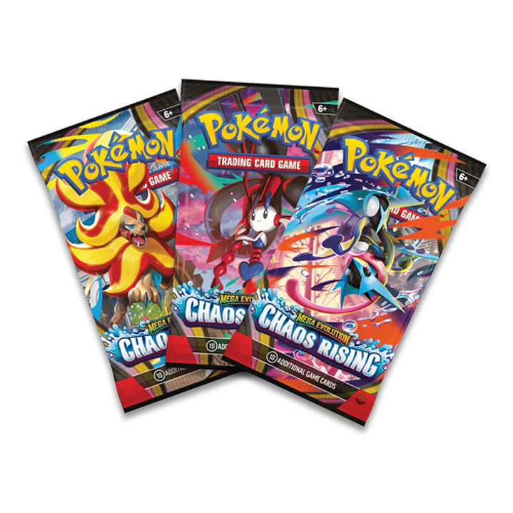 POKEMON TCG MEGA EVOLUTION CHAOS RISING 3 PACK BLISTER INGLES 2
