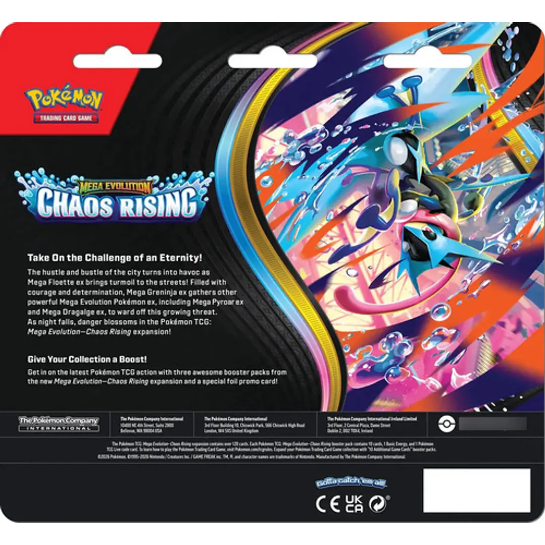 POKEMON TCG MEGA EVOLUTION CHAOS RISING 3 PACK BLISTER INGLES 3