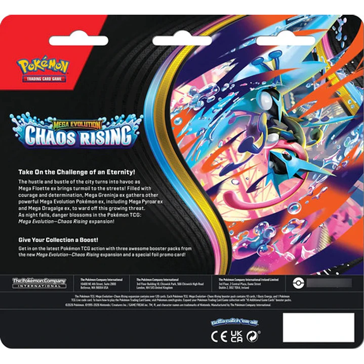 POKEMON TCG MEGA EVOLUTION CHAOS RISING 3 PACK BLISTER INGLES 3