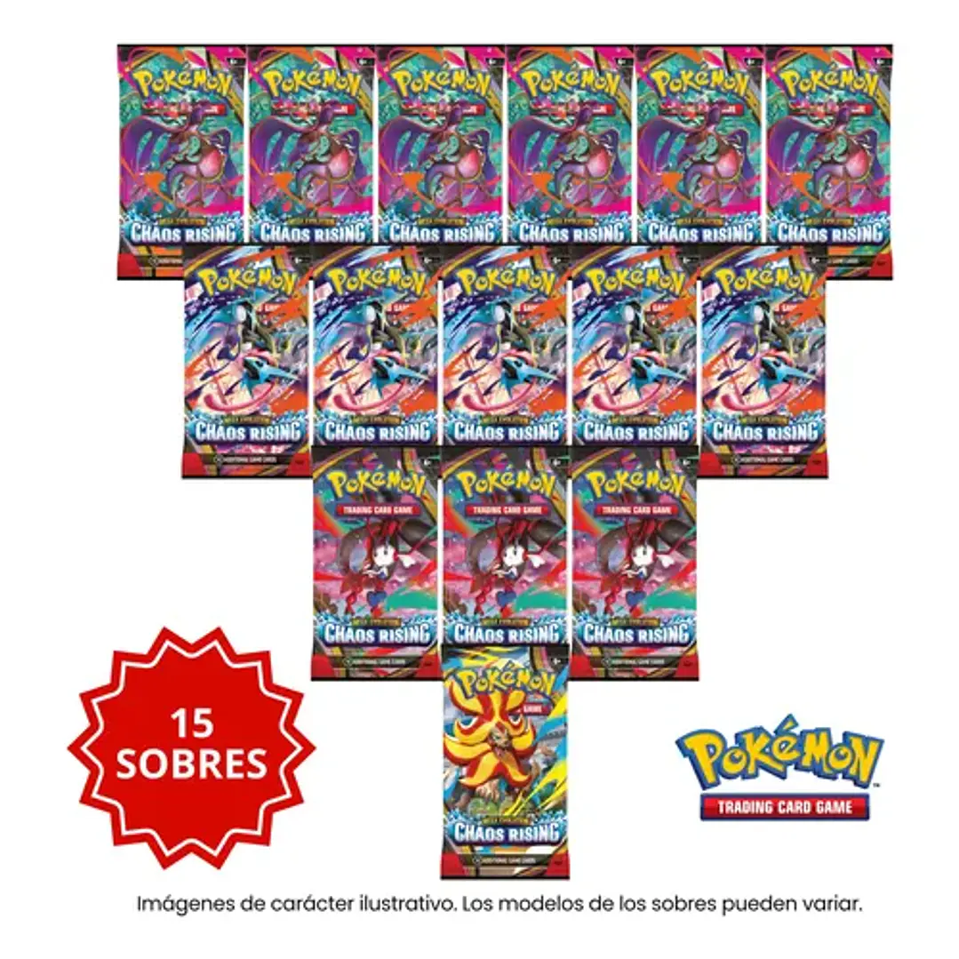 POKEMON TCG MEGA EVOLUTION CHAOS RISING BOOSTERS 15 SOBRES INGLES 8