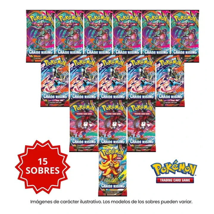 POKEMON TCG MEGA EVOLUTION CHAOS RISING BOOSTERS 15 SOBRES INGLES 8
