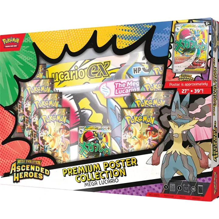 POKÉMON TCG ASCENDED HEROES PREMIUM POSTER COLLECTION MEGA LUCARIO INGLES 1