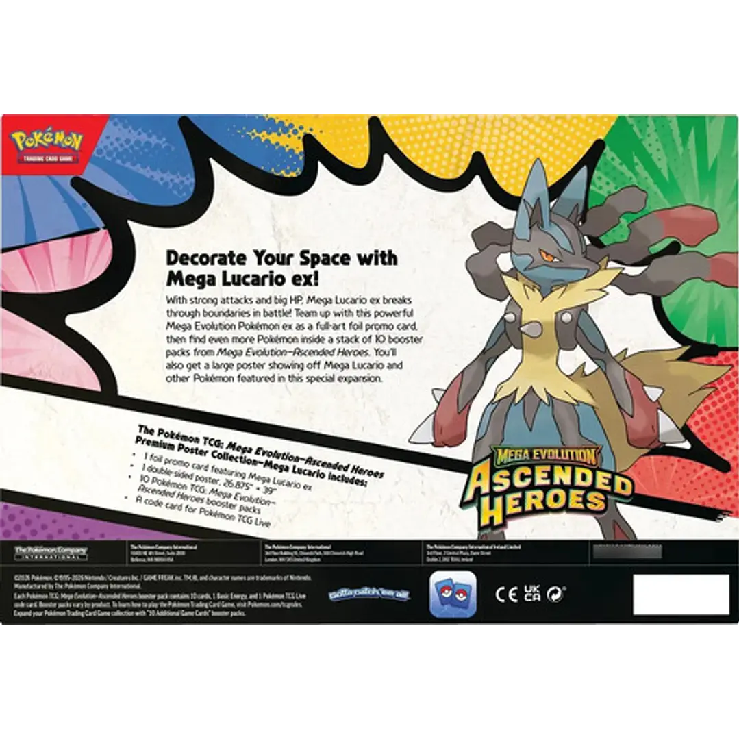 POKÉMON TCG ASCENDED HEROES PREMIUM POSTER COLLECTION MEGA LUCARIO INGLES 2