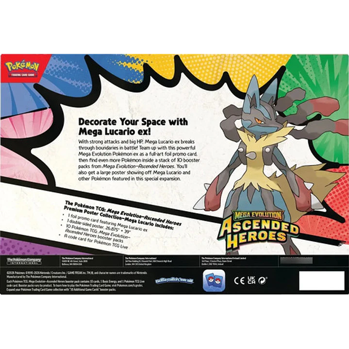 POKÉMON TCG ASCENDED HEROES PREMIUM POSTER COLLECTION MEGA LUCARIO INGLES 2