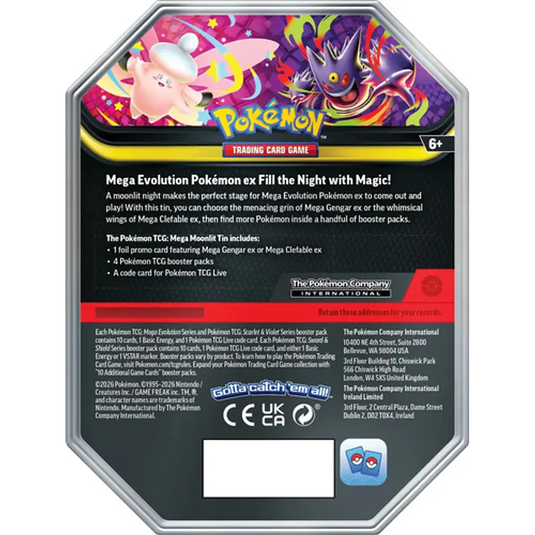 POKÉMON TCG MEGA MOONLIT TIN MEGA GENGAR EX INGLES 2