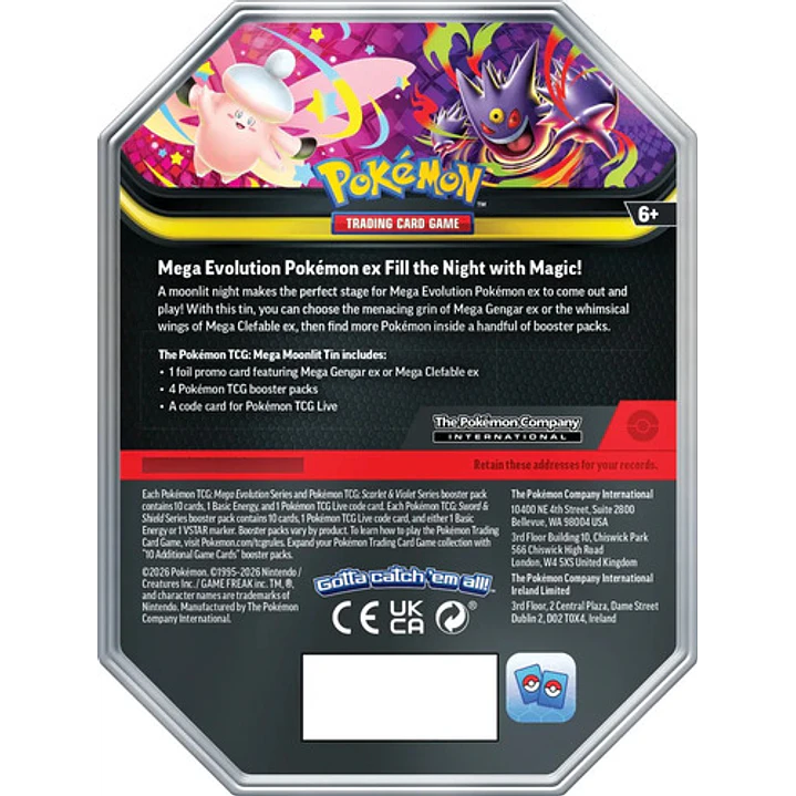 POKÉMON TCG MEGA MOONLIT TIN MEGA GENGAR EX INGLES 2