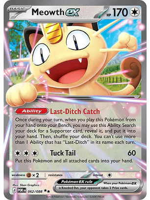 POKÉMON TCG MEOWTH EX POR 062/088 DOUBLE RARE PERFECT ORDER INGLES