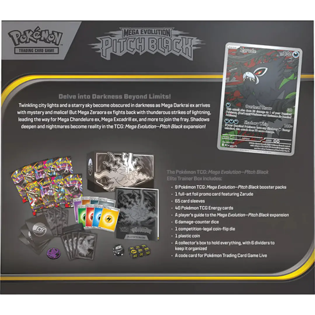 POKÉMON TCG MEGA EVOLUTION PITCH BLACK ELITE TRAINER BOX INGLES 4