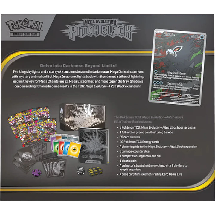 POKÉMON TCG MEGA EVOLUTION PITCH BLACK ELITE TRAINER BOX INGLES 4