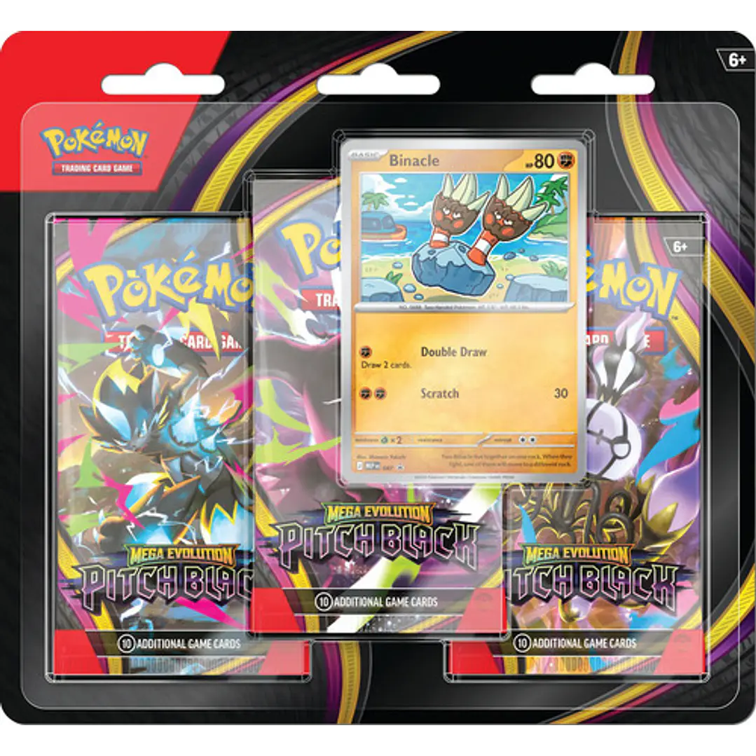 POKÉMON TCG MEGA EVOLUTION PITCH BLACK THREE BOOSTER PACK INGLES 1
