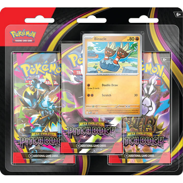 POKÉMON TCG MEGA EVOLUTION PITCH BLACK THREE BOOSTER PACK INGLES 1
