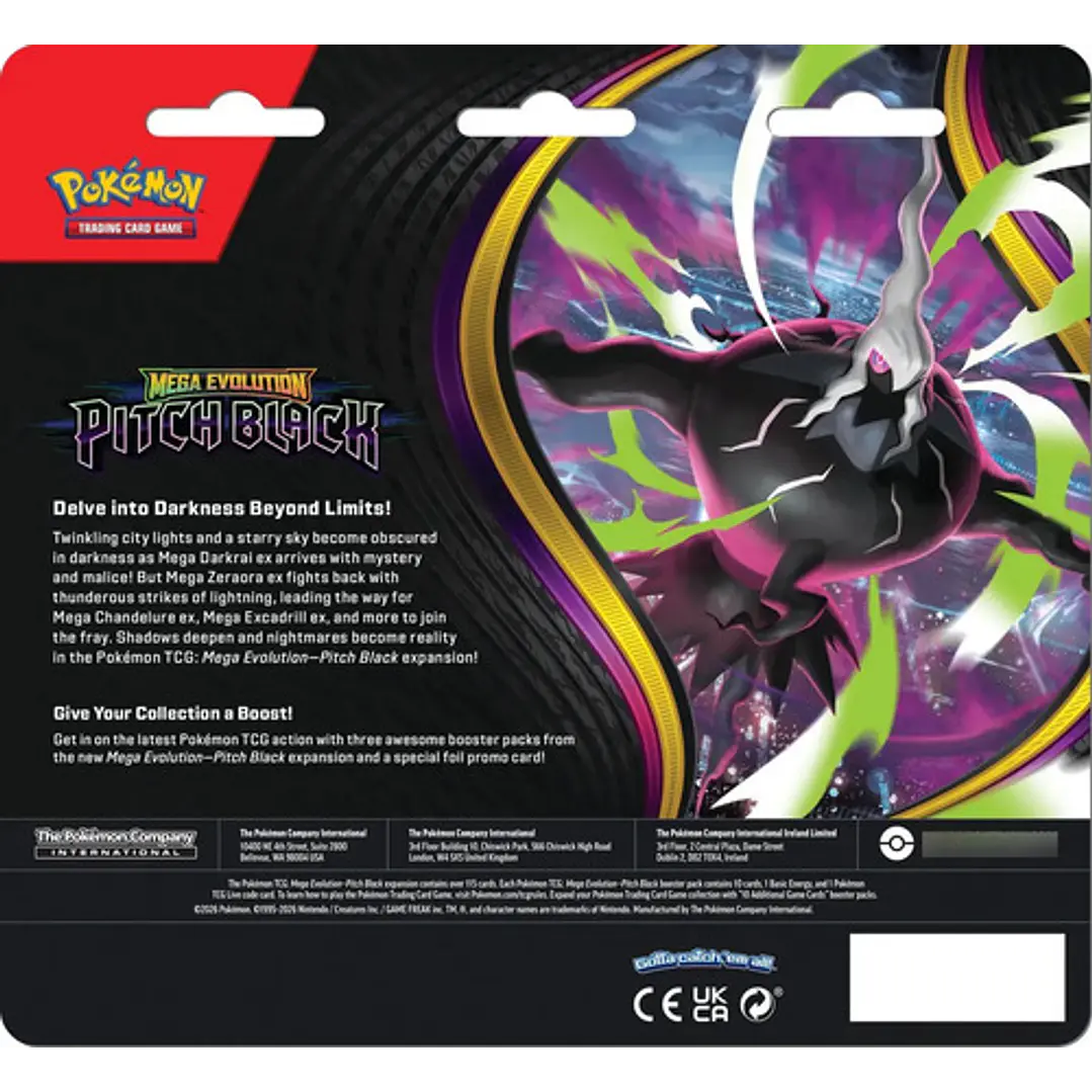 POKÉMON TCG MEGA EVOLUTION PITCH BLACK THREE BOOSTER PACK INGLES 2