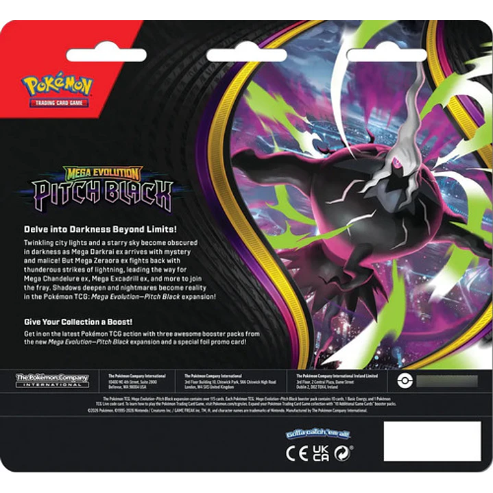 POKÉMON TCG MEGA EVOLUTION PITCH BLACK THREE BOOSTER PACK INGLES 2