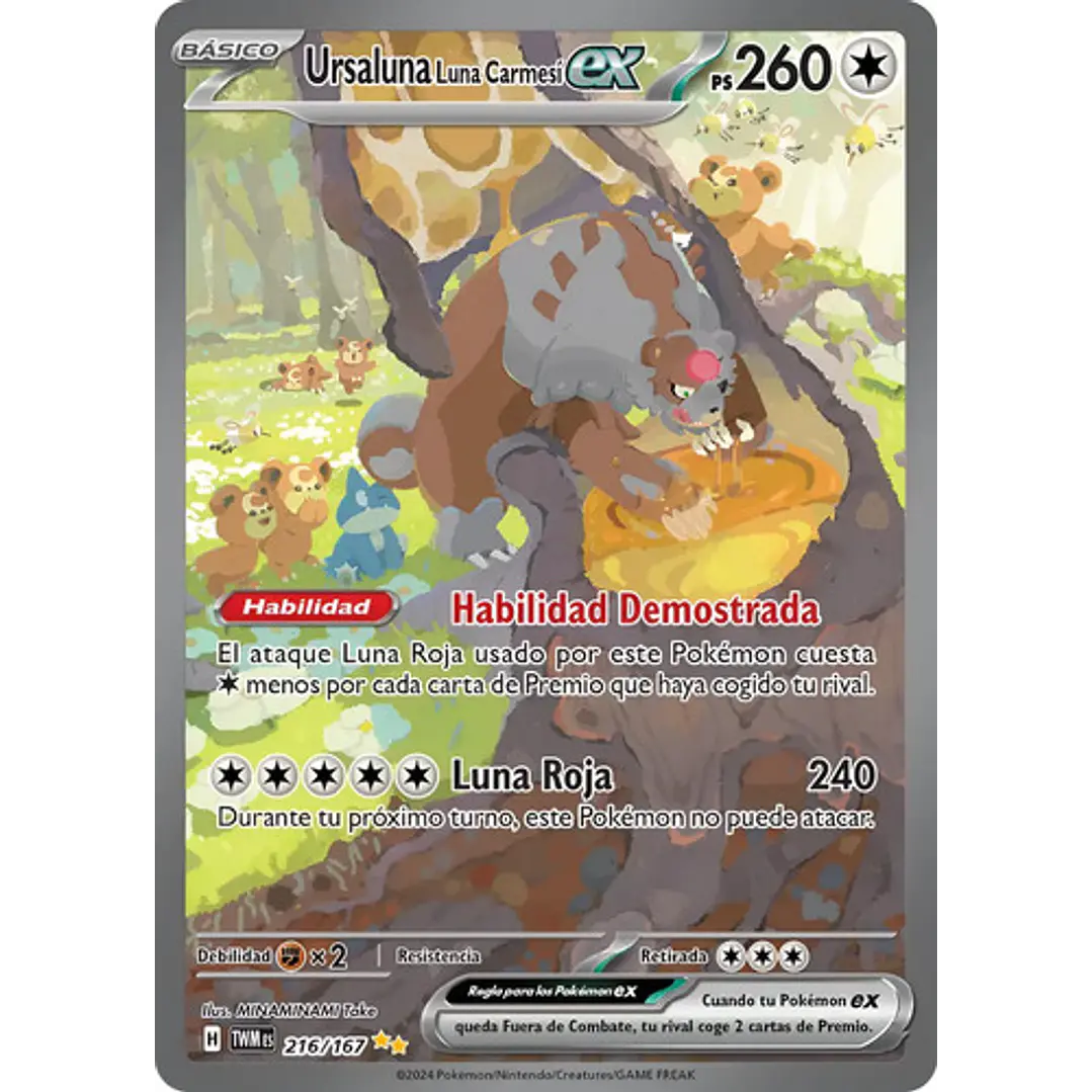 POKÉMON TCG BLOODMOON URSALUNA EX TWM 216/196 ILLUSTRATION RARE TWILIGHT MASQUERADE ESPAÑOL 1