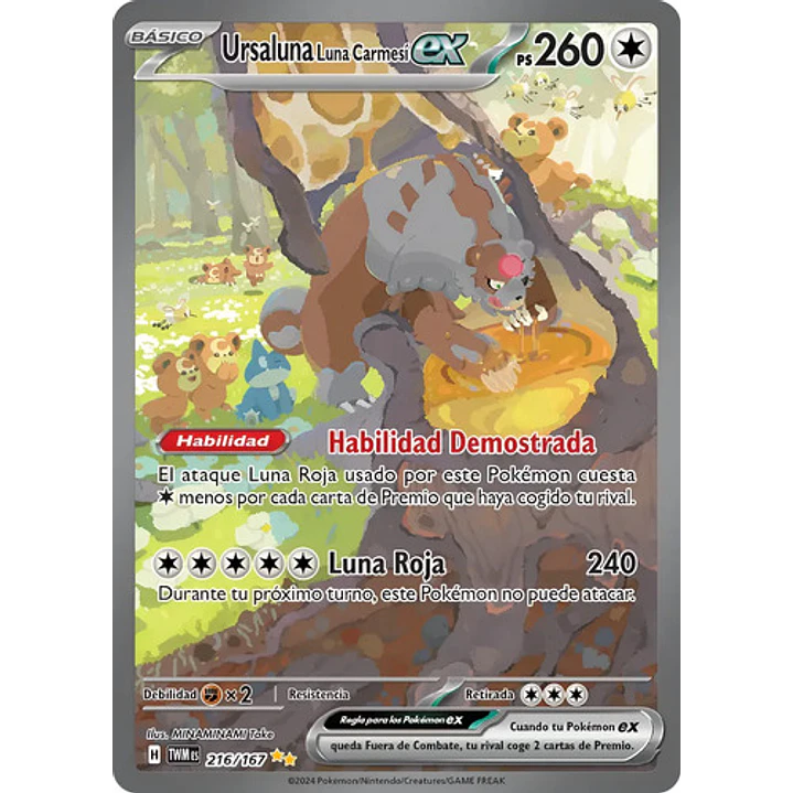 POKÉMON TCG BLOODMOON URSALUNA EX TWM 216/196 ILLUSTRATION RARE TWILIGHT MASQUERADE ESPAÑOL 1