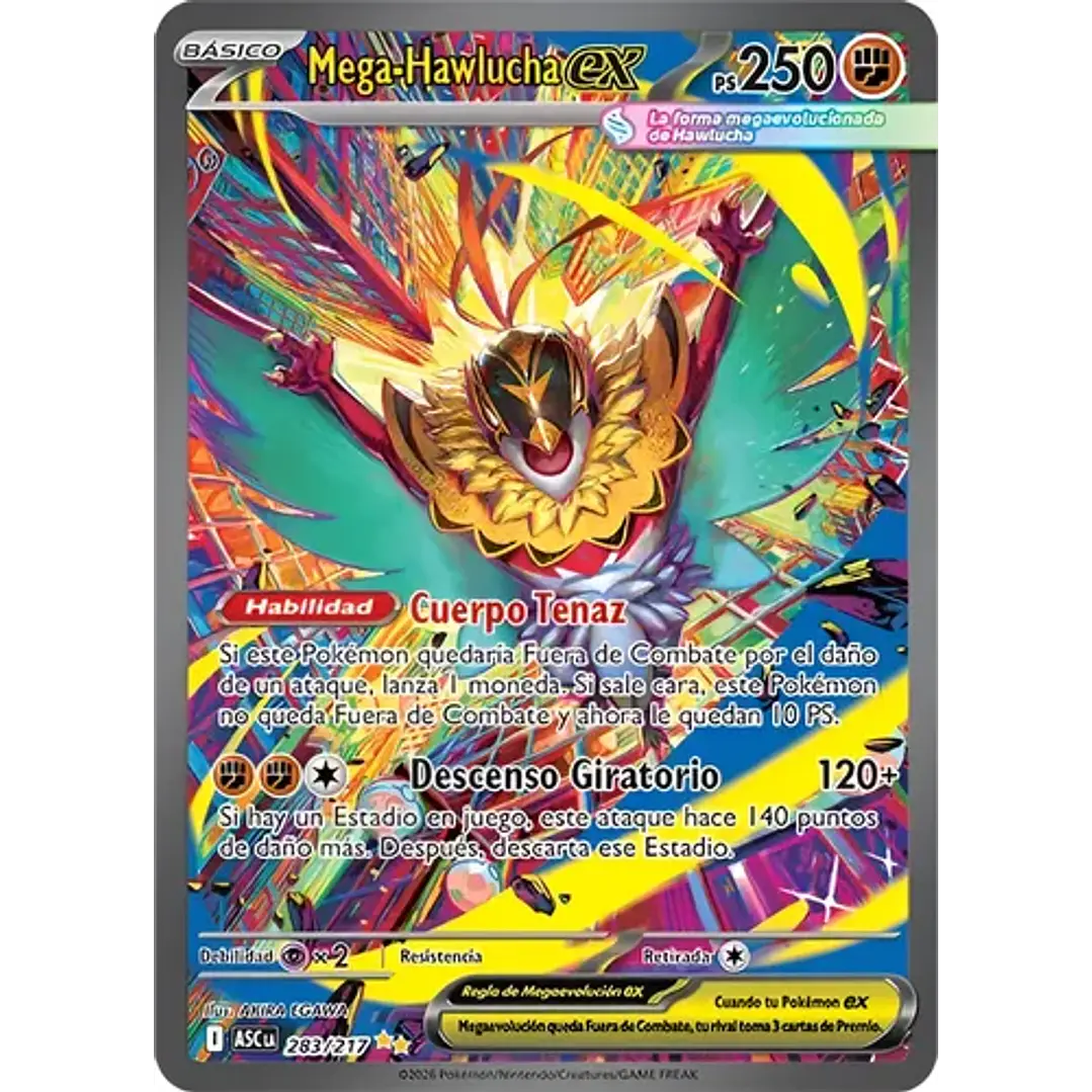 POKÉMON TCG MEGA HAWLUCHA EX ASC 283/217 ILLUSTRATION RARE ASCENDED HEROES ESPAÑOL 1