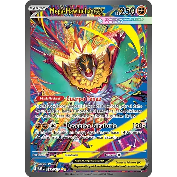 POKÉMON TCG MEGA HAWLUCHA EX ASC 283/217 ILLUSTRATION RARE ASCENDED HEROES ESPAÑOL 1