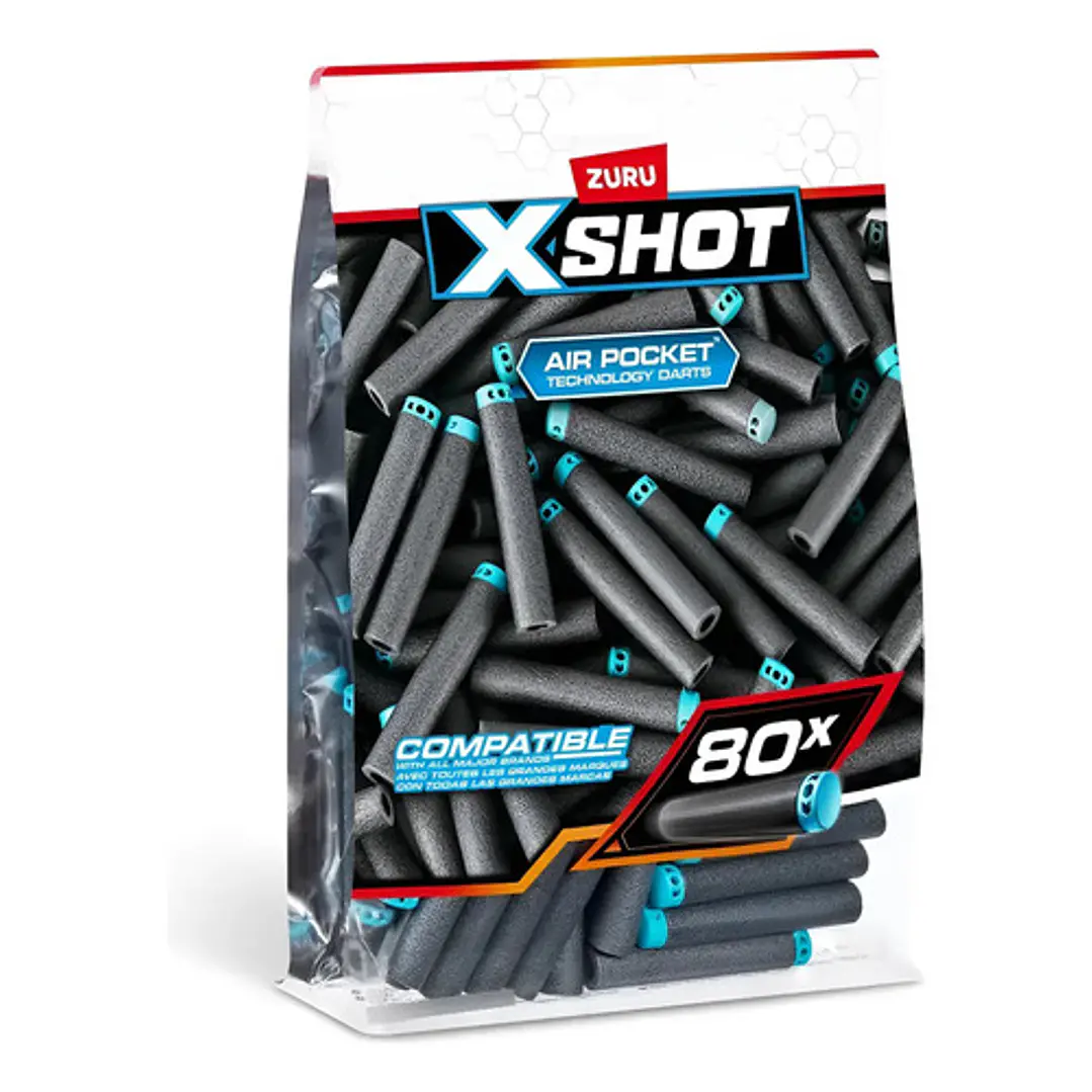 X-SHOT REPUESTOS MUNICIONES PARA LANZADOR DE DARDOS C/80 DARDOS 6
