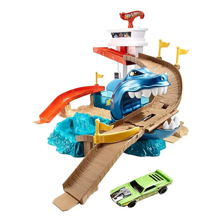 Hot Wheels Pista De Carros Tiburon Devorador Original Multicolor 1