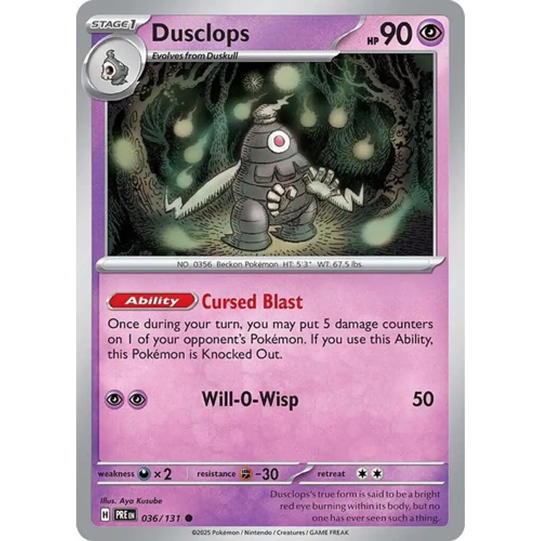 Pokemon Tcg Dusclops Pre 036/131 Prismatic Evolutions Ing 1