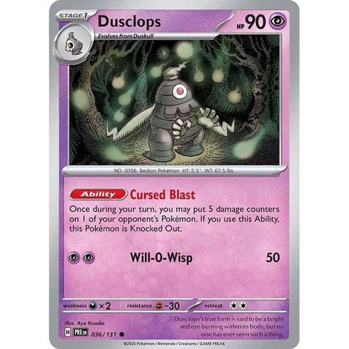 Pokemon Tcg Dusclops Pre 036/131 Prismatic Evolutions Ing 1